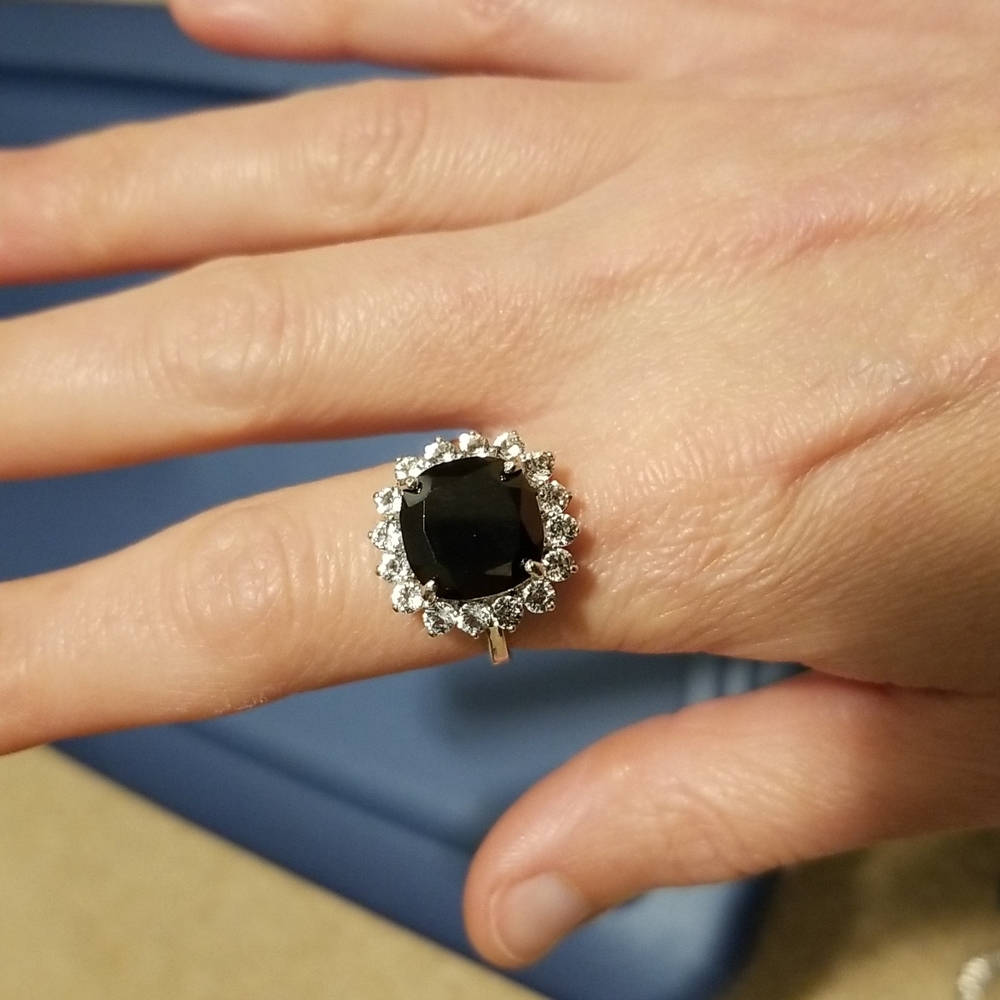 Sterling silver ring with black stone